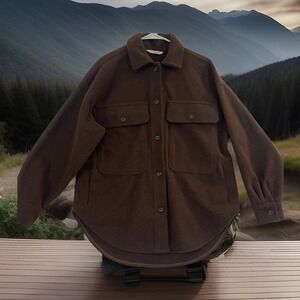 Alpine‎ Design Jacket Women's Sz M Brown Fleece Barn Coat \ Shacket 4 Pockets